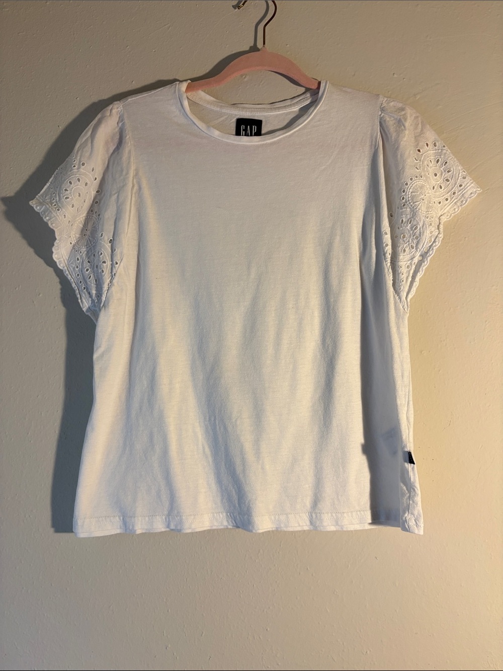 GAP White Tee with Eyelet Short Sleeves